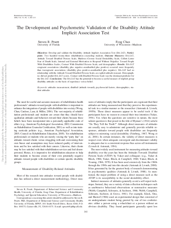 (PDF) The development and psychometric validation of the Disability ...