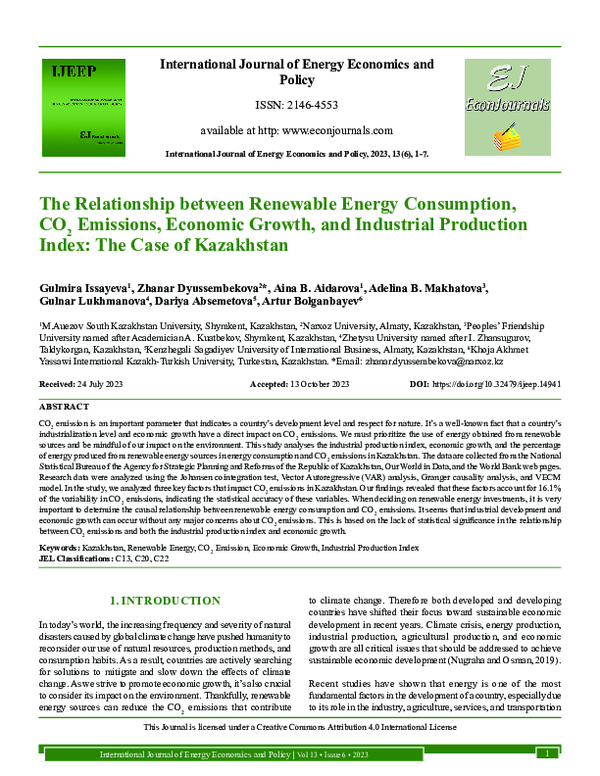 (PDF) The Relationship between Renewable Energy Consumption, CO2 ...