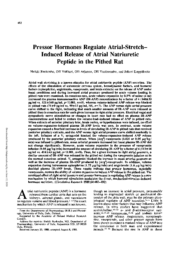 (PDF) Pressor hormones regulate atrial-stretch-induced release of ...