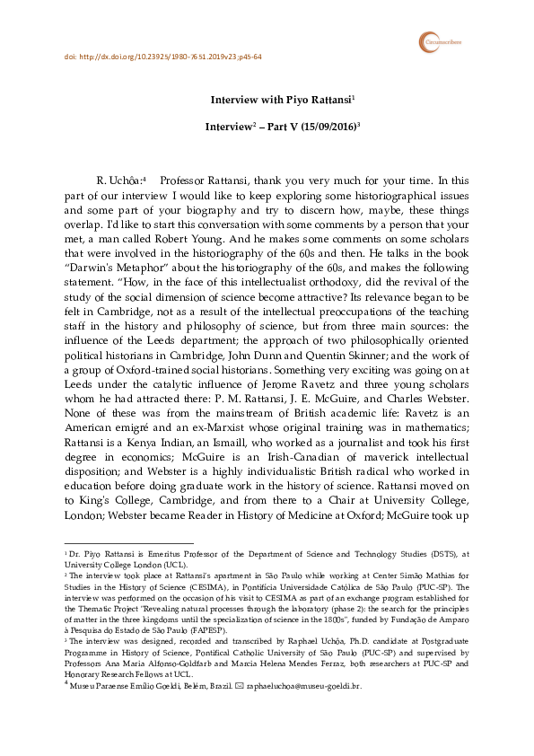 (PDF) Interview with Piyo Rattansi - part V
