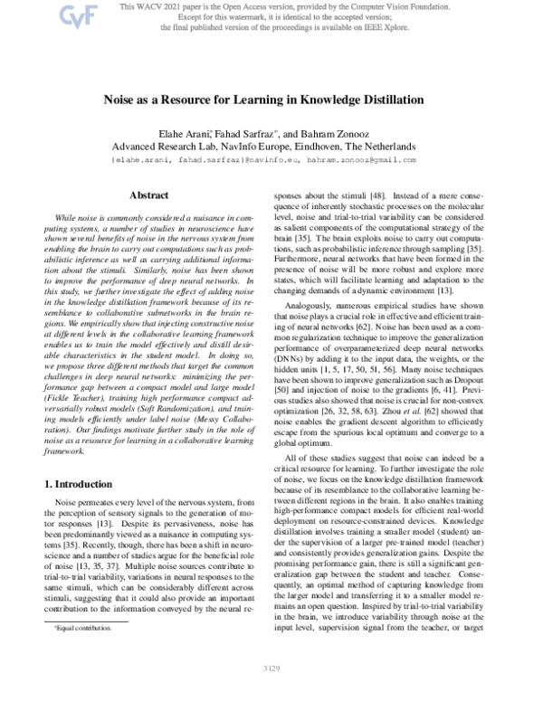 (PDF) Noise as a Resource for Learning in Knowledge Distillation
