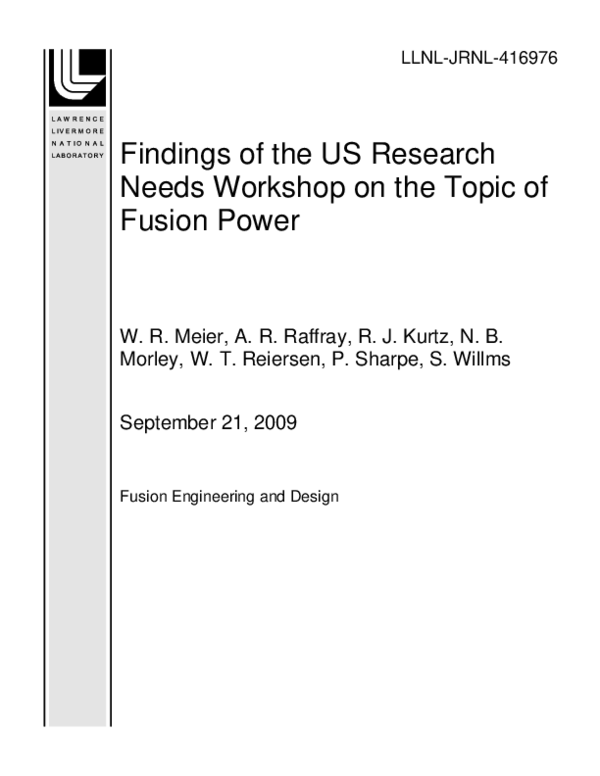 (PDF) Findings of the US research needs workshop on the topic of fusion ...