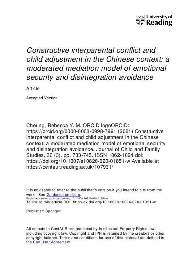 (PDF) Constructive Interparental Conflict and Child Adjustment in the ...