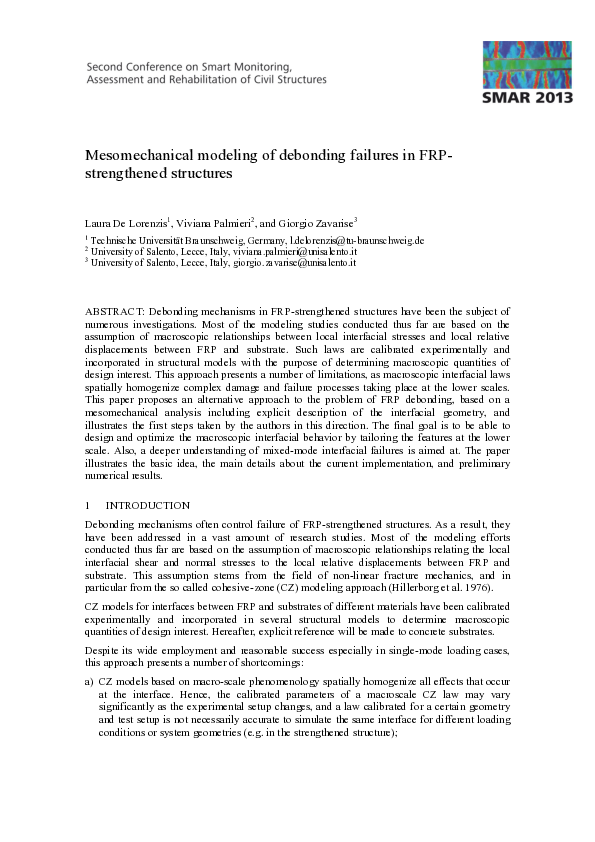 (PDF) Mesomechanical modeling of debonding failures in FRP-strengthened ...