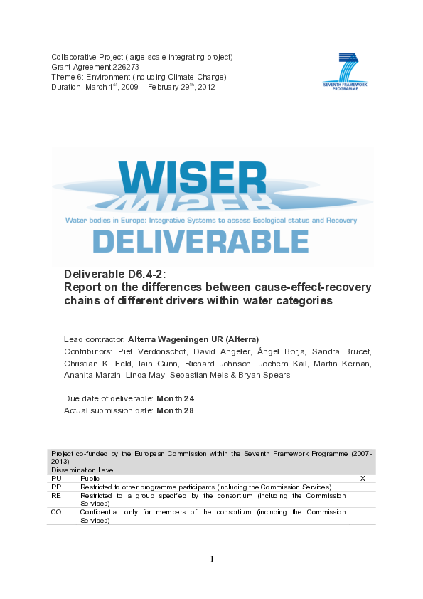(PDF) WISER Deliverable D6. 4-2: Report on the differences between ...