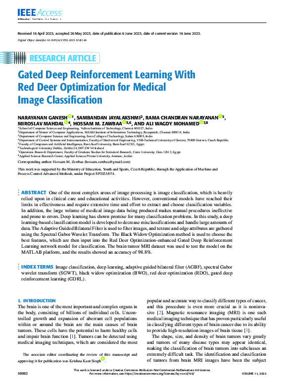 (PDF) Gated Deep Reinforcement Learning With Red Deer Optimization for ...