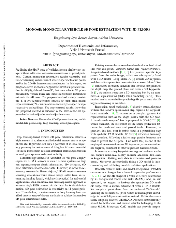(PDF) MONO6D: Monocular Vehicle 6D Pose Estimation with 3D Priors