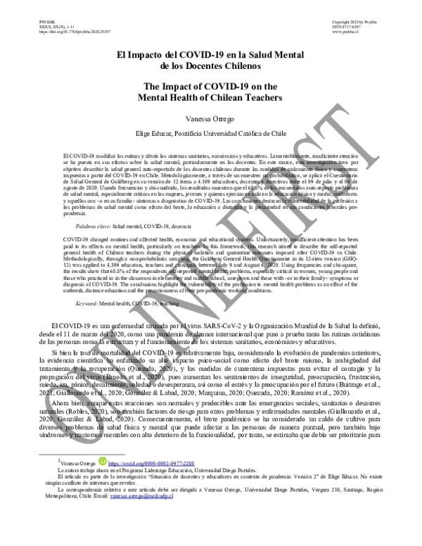 (DOC) El Impacto del COVID-19 en la Salud Mental de los Docentes Chilenos
