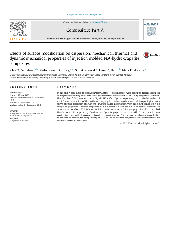 (PDF) Effects of surface modification on dispersion, mechanical ...