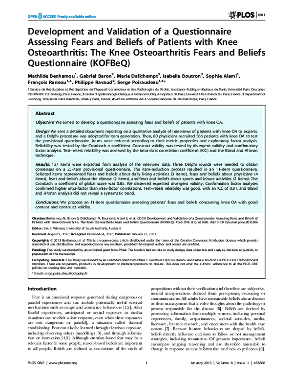 (PDF) Development and Validation of a Questionnaire Assessing Fears and ...