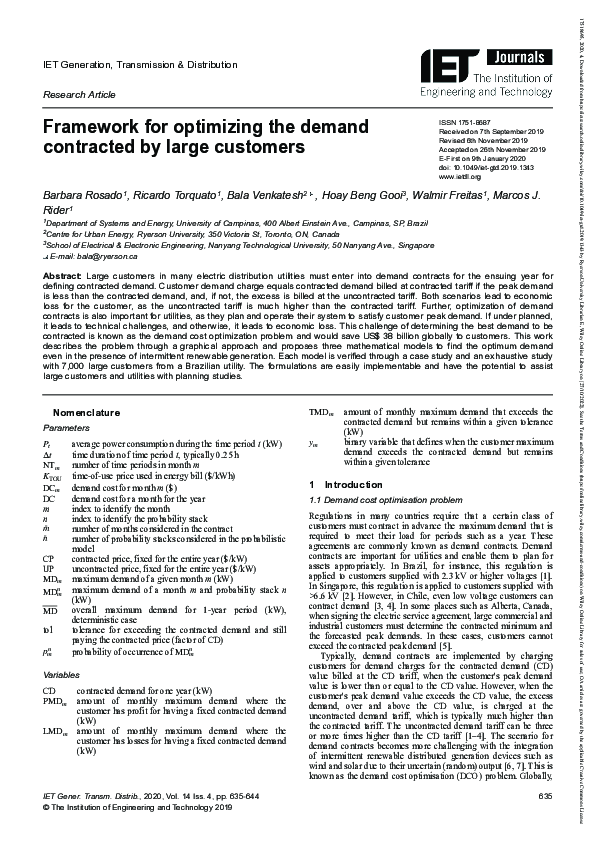 (PDF) Framework for optimizing the demand contracted by large customers