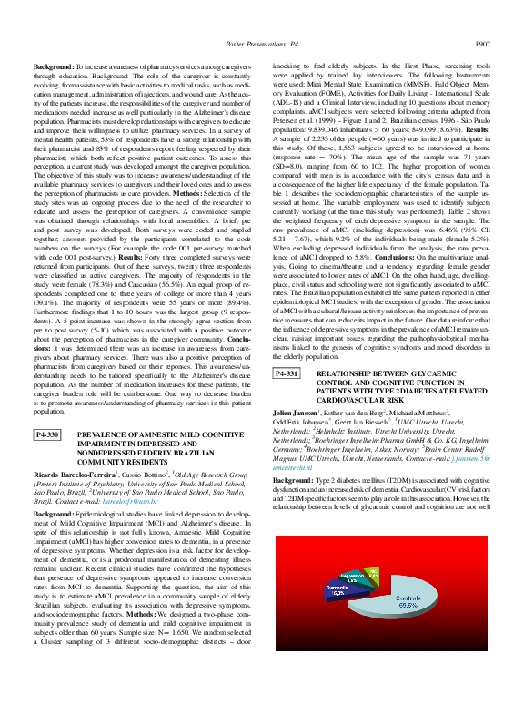 (PDF) Prevalence of amnestic mild cognitive impairment in a community ...