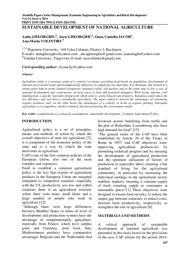 (PDF) Sustainable development of national agriculture