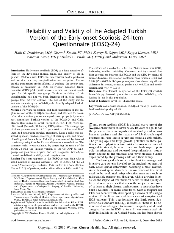 (PDF) Reliability and validity of the adapted Turkish version of the ...