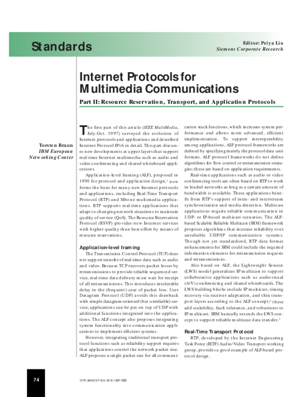 (PDF) Internet protocols for multimedia communications. II. Resource ...