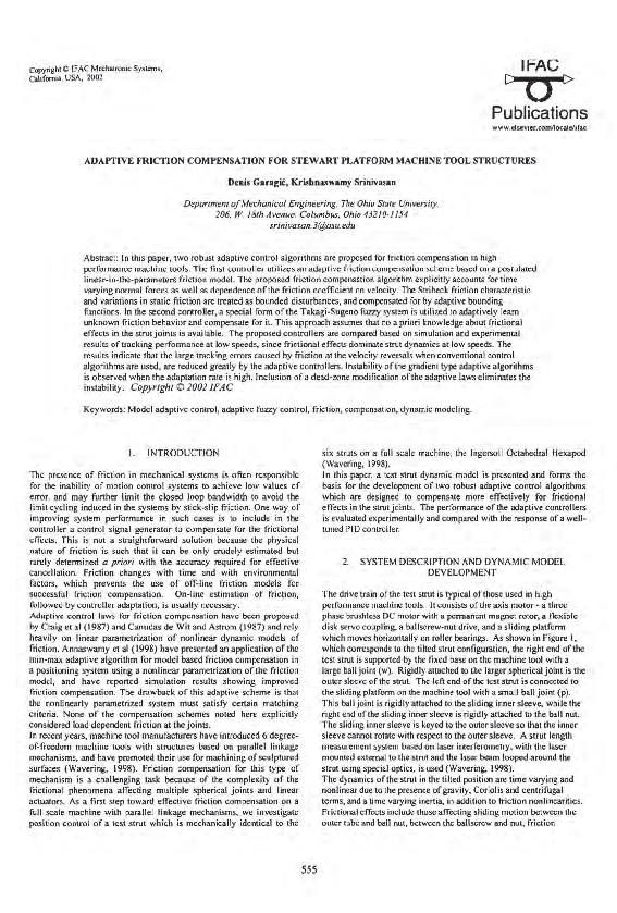 (PDF) Adaptive Friction Compensation for Stewart Platform Machine Tool ...
