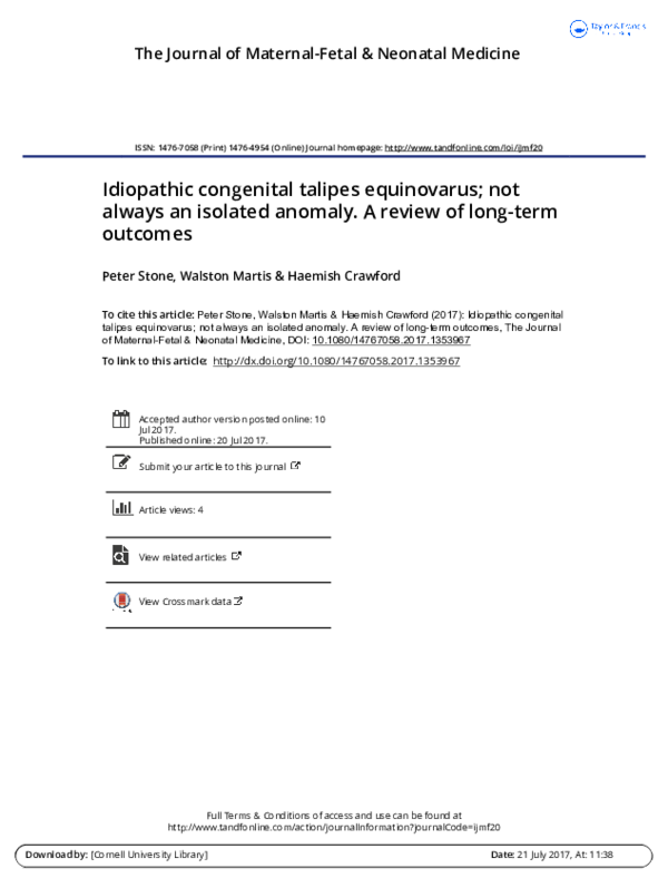 (PDF) Idiopathic congenital talipes equinovarus; not always an isolated