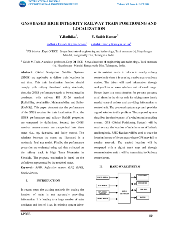 (PDF) GNSS Based High Integrity Railway Train Positioning and Localization