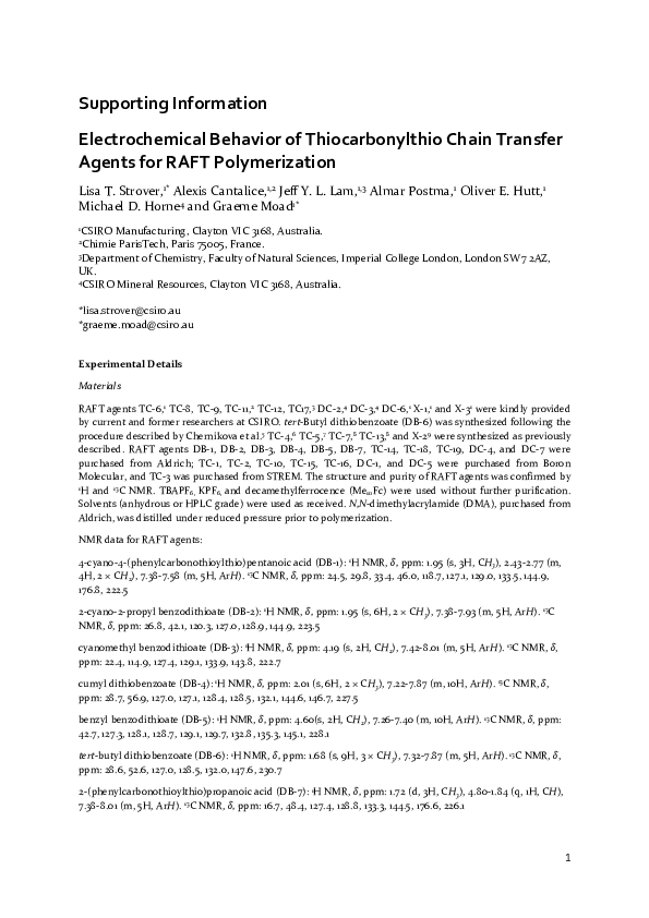 (PDF) Electrochemical Behavior of Thiocarbonylthio Chain Transfer ...