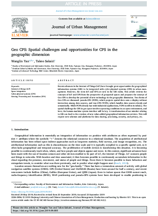(PDF) Geo CPS Spatial challenges and opportunities for CPS in the
