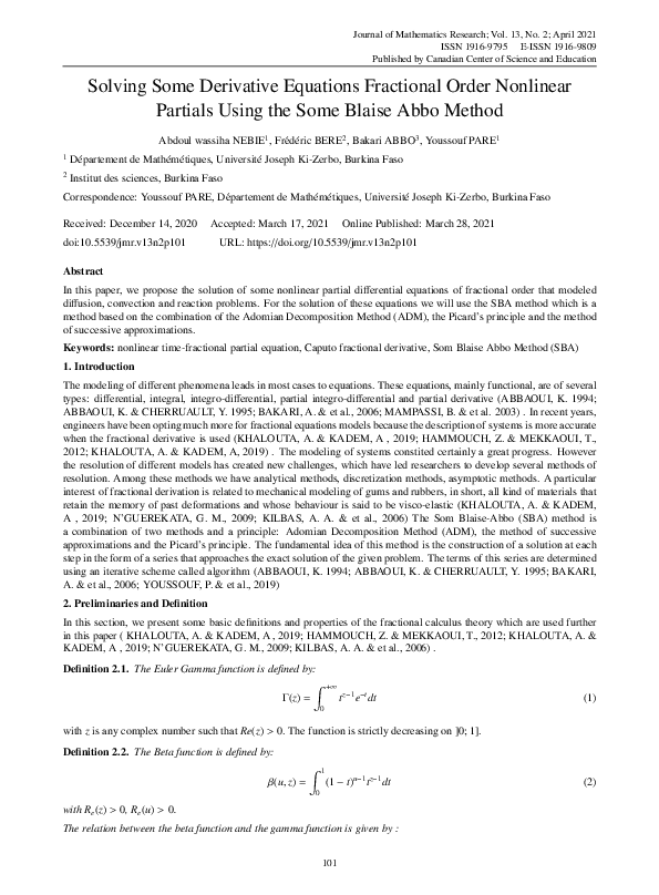 (PDF) Solving Some Derivative Equations Fractional Order Nonlinear ...