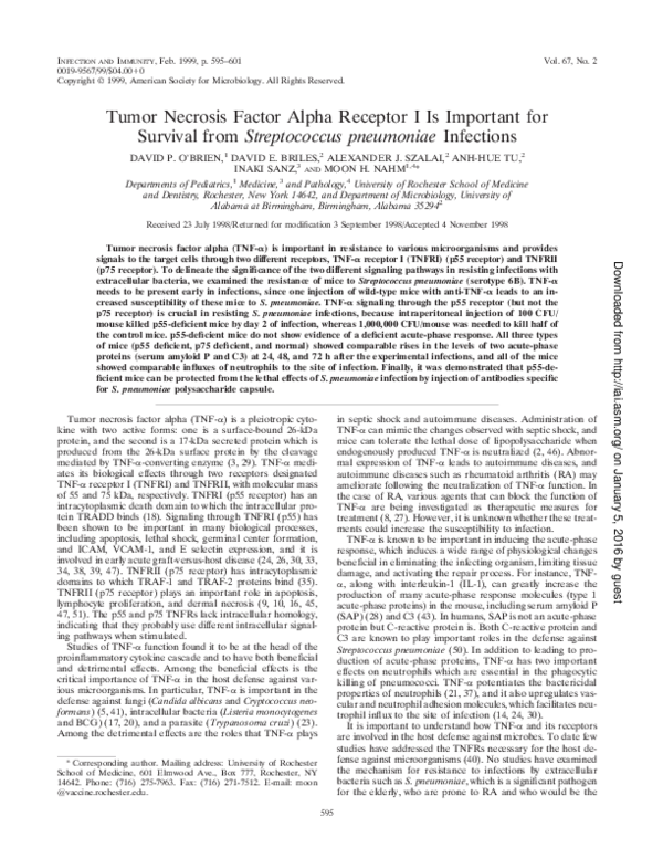 (PDF) Tumor Necrosis Factor Alpha Receptor I Is Important for Survival ...