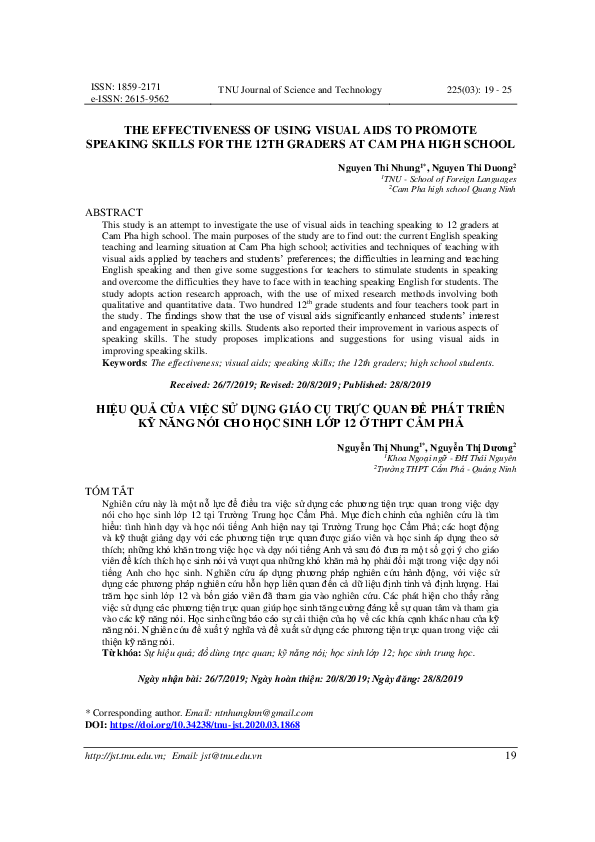 (PDF) The Effectiveness of Using Visual Aids to Promote Speaking Skills ...