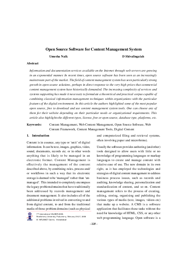 (PDF) Open Source Software for Content Management System