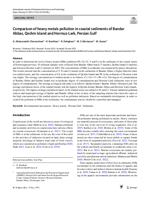 (PDF) Comparison of heavy metals pollution in coastal sediments of ...