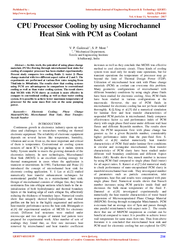 (PDF) CPU Processor Cooling by using Microchannel Heat Sink with PCM as ...