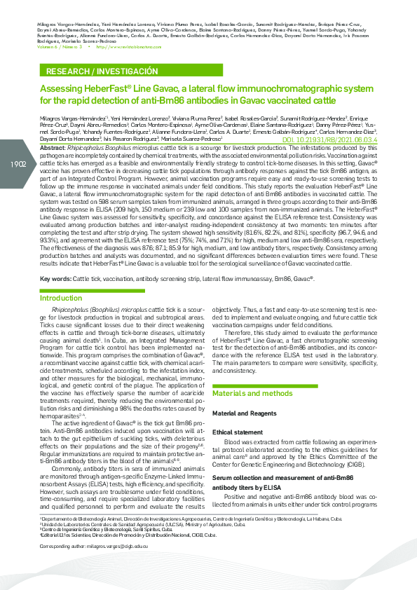 (PDF) Assessing HeberFast® Line Gavac, a lateral flow ...