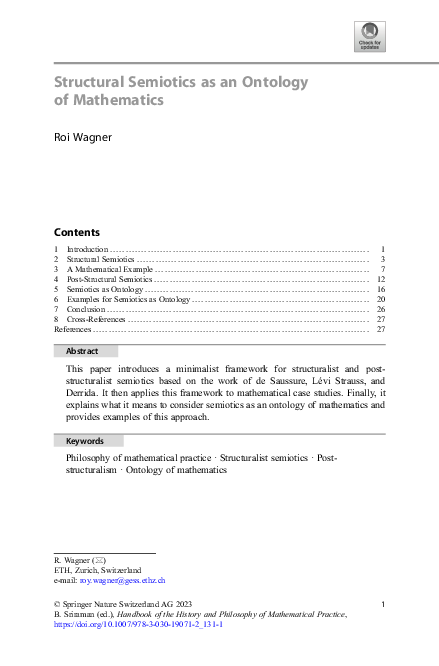 (PDF) Structural Semiotics as an Ontology of Mathematics