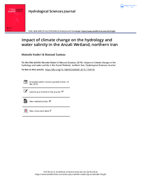 (PDF) Impact of climate change on the hydrology and water salinity in ...
