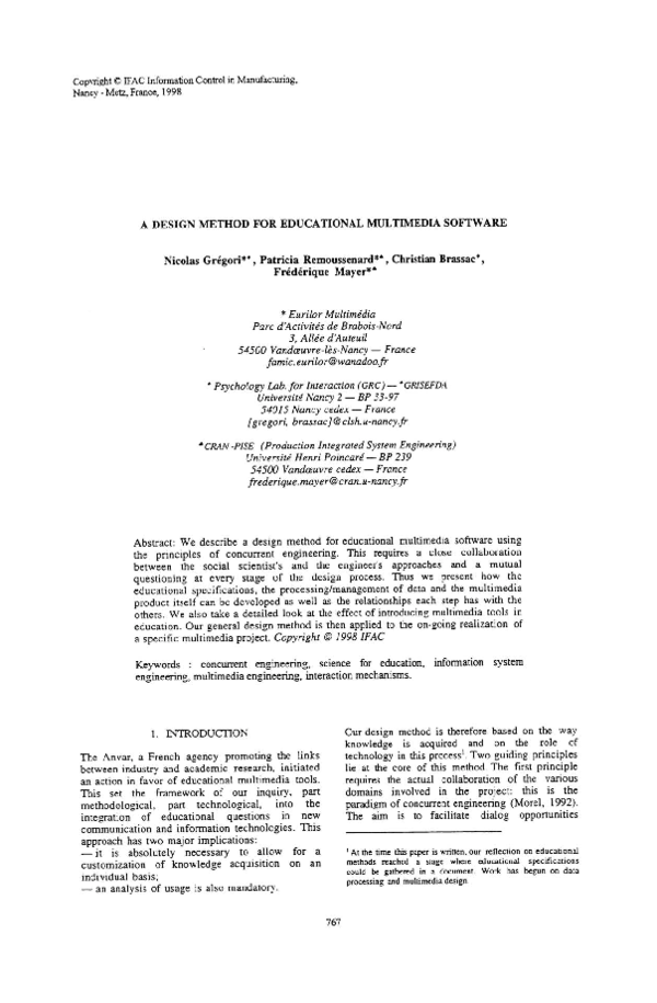 (PDF) A Design Method for Educational Multimedia Software