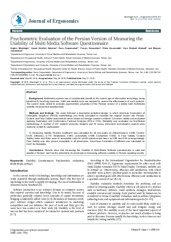 (PDF) Psychometric Evaluation of the Persian Version of Measuring the ...