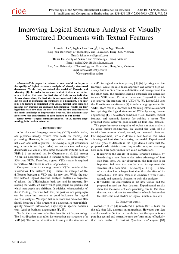(PDF) Improving Logical Structure Analysis of Visually Structured ...