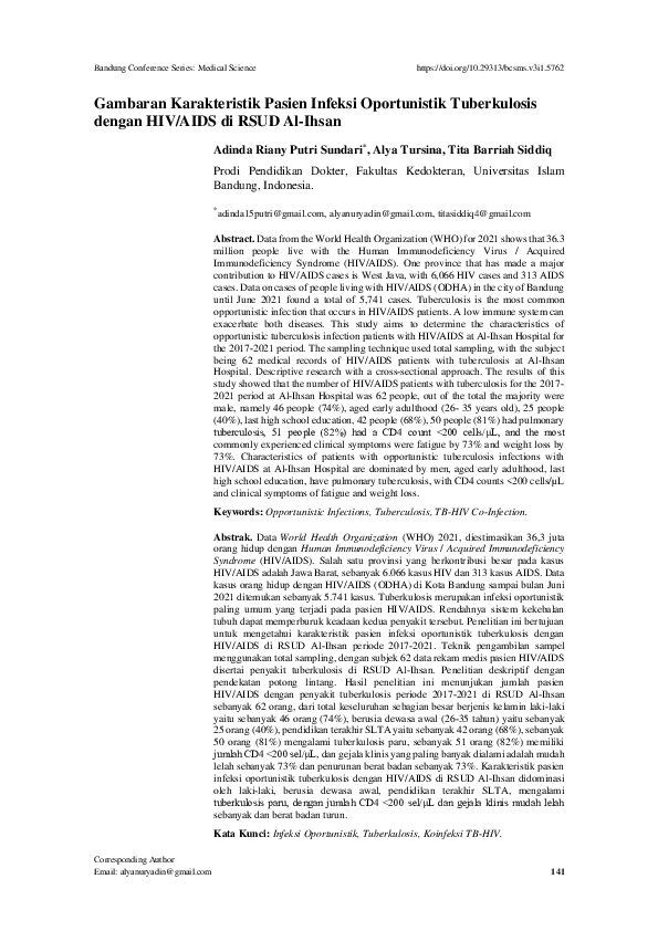 (PDF) Gambaran Karakteristik Pasien Infeksi Oportunistik Tuberkulosis ...