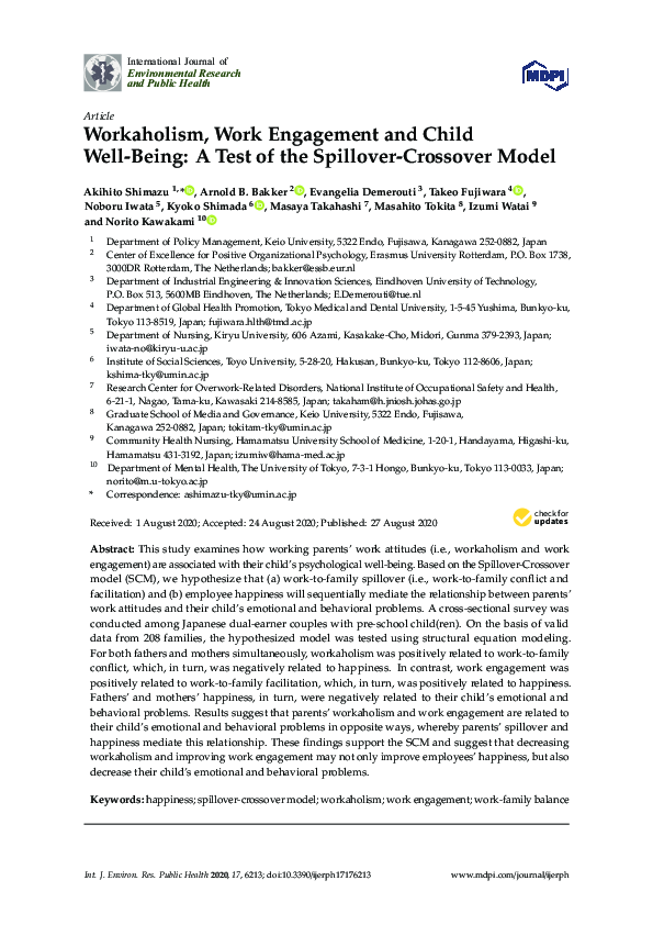 (PDF) Workaholism, Work Engagement and Child Well-Being: A Test of the ...