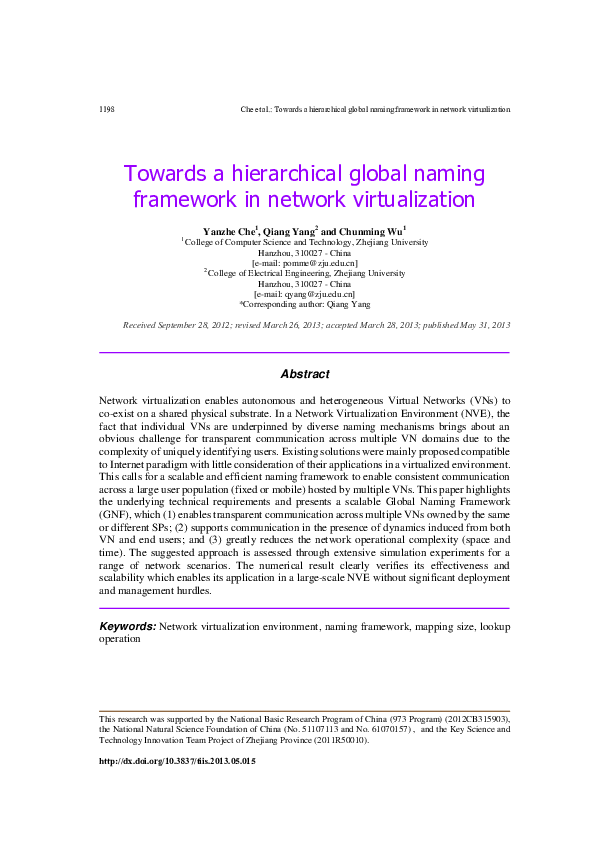 (PDF) Towards a Hierarchical Global Naming Framework in Network ...