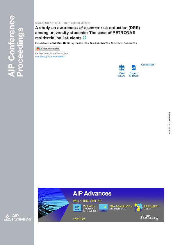 (PDF) A study on awareness of disaster risk reduction (DRR) among ...
