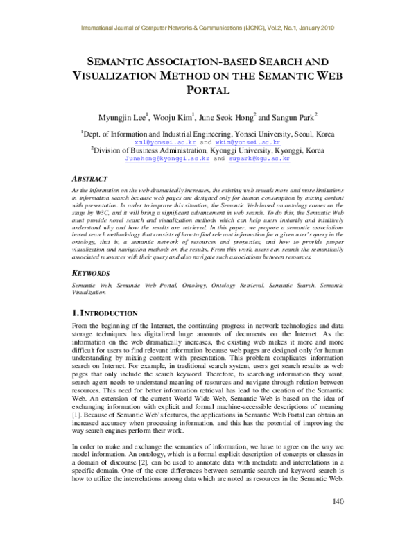 (PDF) VISUALIZATION METHOD ON THE SEMANTIC WEB PORTAL Networks Computer ...