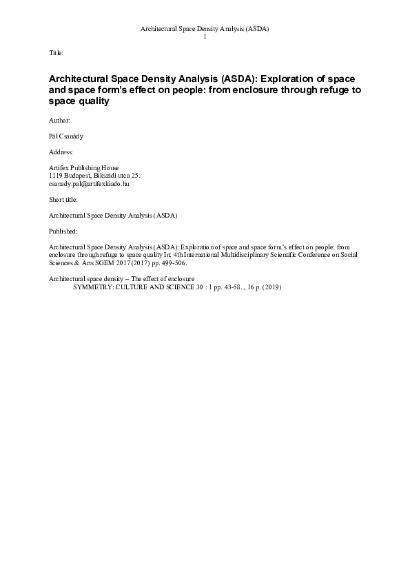 (PDF) Architectural Space Density Analysis (Asda): Exploration of Space ...