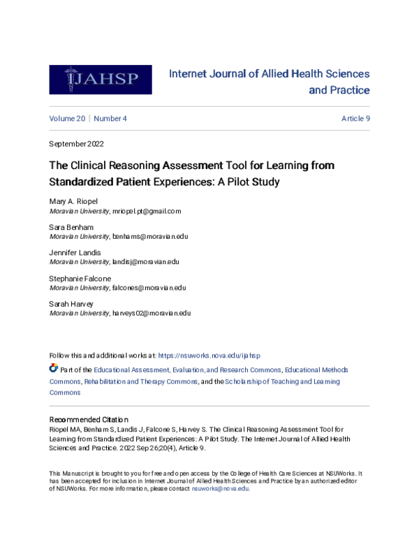 (PDF) The Clinical Reasoning Assessment Tool for Learning from ...