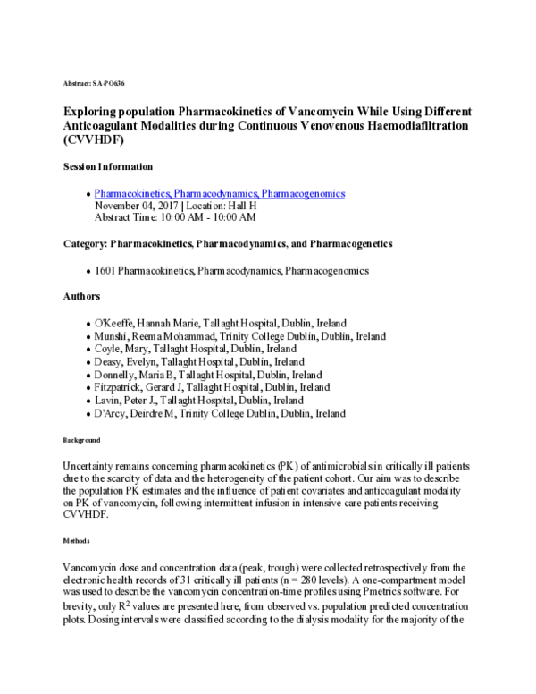 (PDF) Exploring population Pharmacokinetics of Vancomycin While Using ...