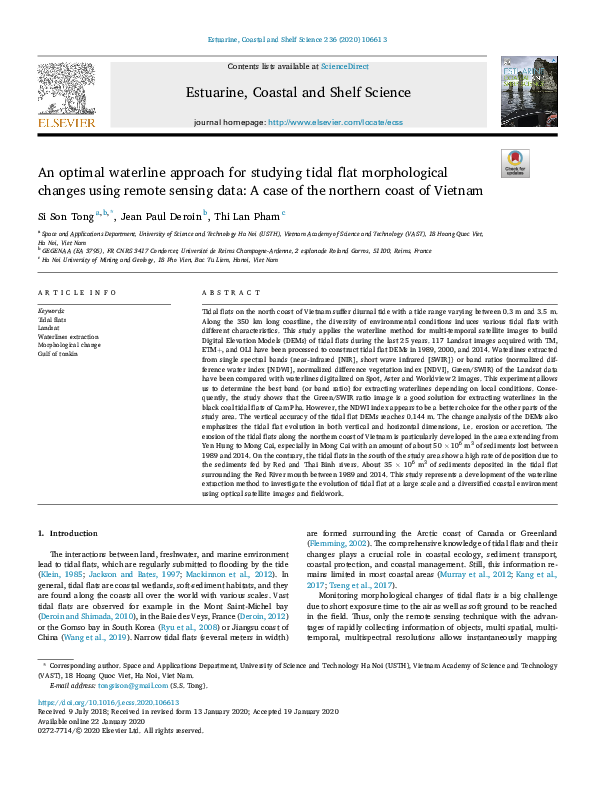 (PDF) An optimal waterline approach for studying tidal flat ...