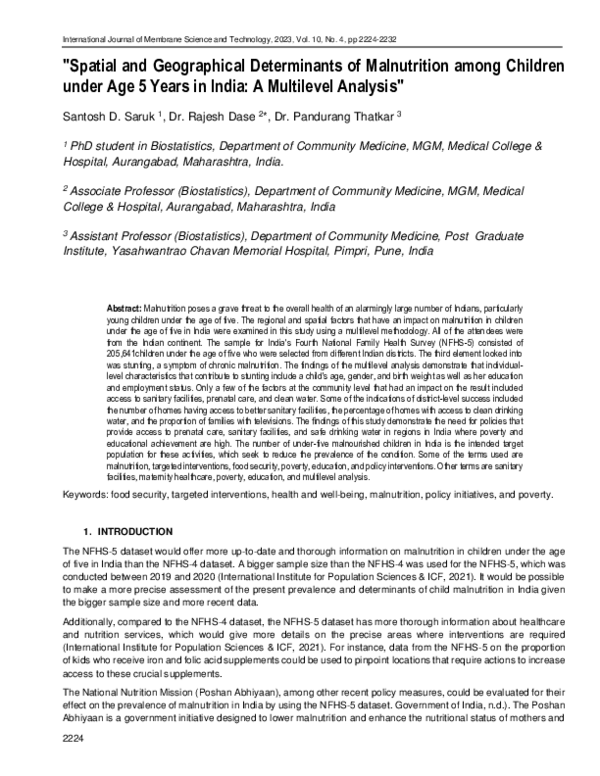 (PDF) Spatial and Geographical Determinants of Malnutrition among ...