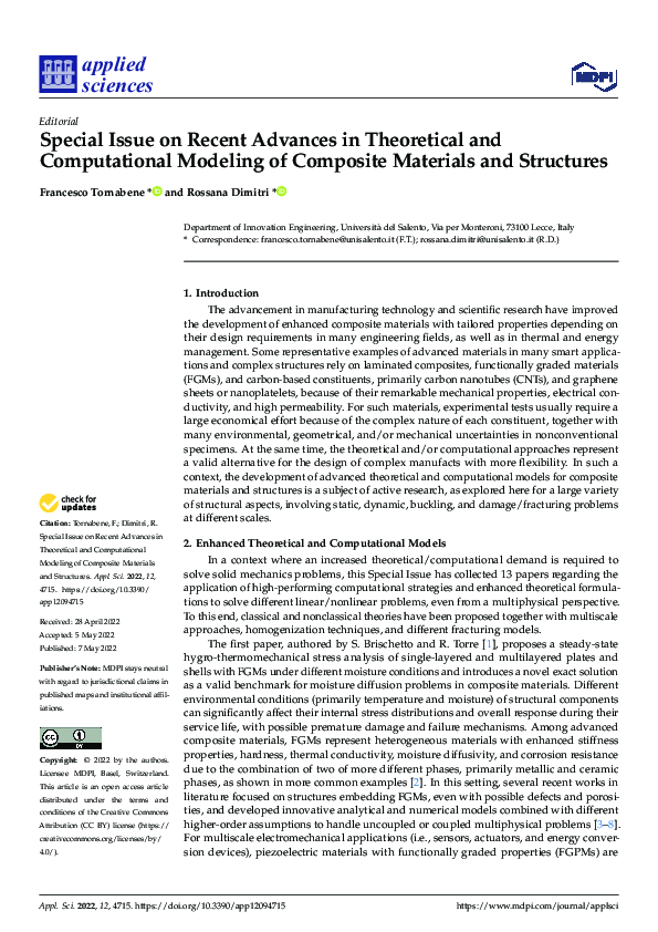 (PDF) Special Issue on Recent Advances in Theoretical and Computational ...