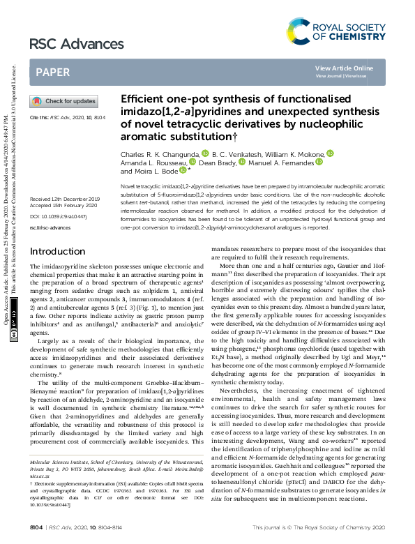 (PDF) Efficient one-pot synthesis of functionalised imidazo[1,2-a ...