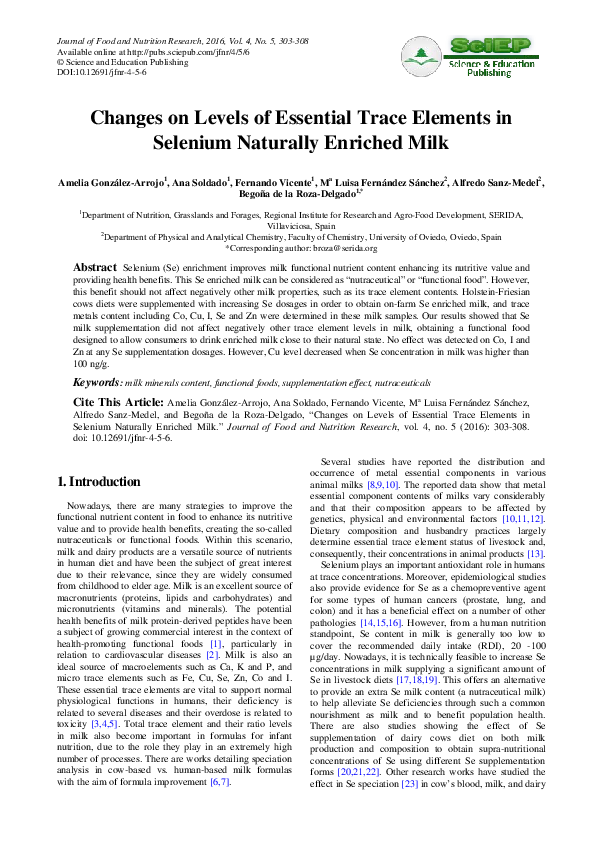 (PDF) Changes on Levels of Essential Trace Elements in Selenium ...