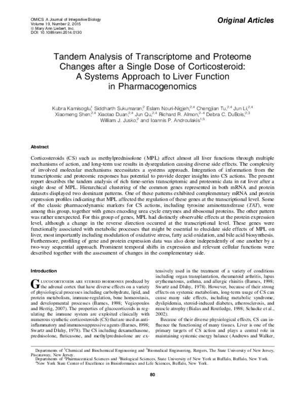 (PDF) Tandem analysis of transcriptome and proteome changes after a ...